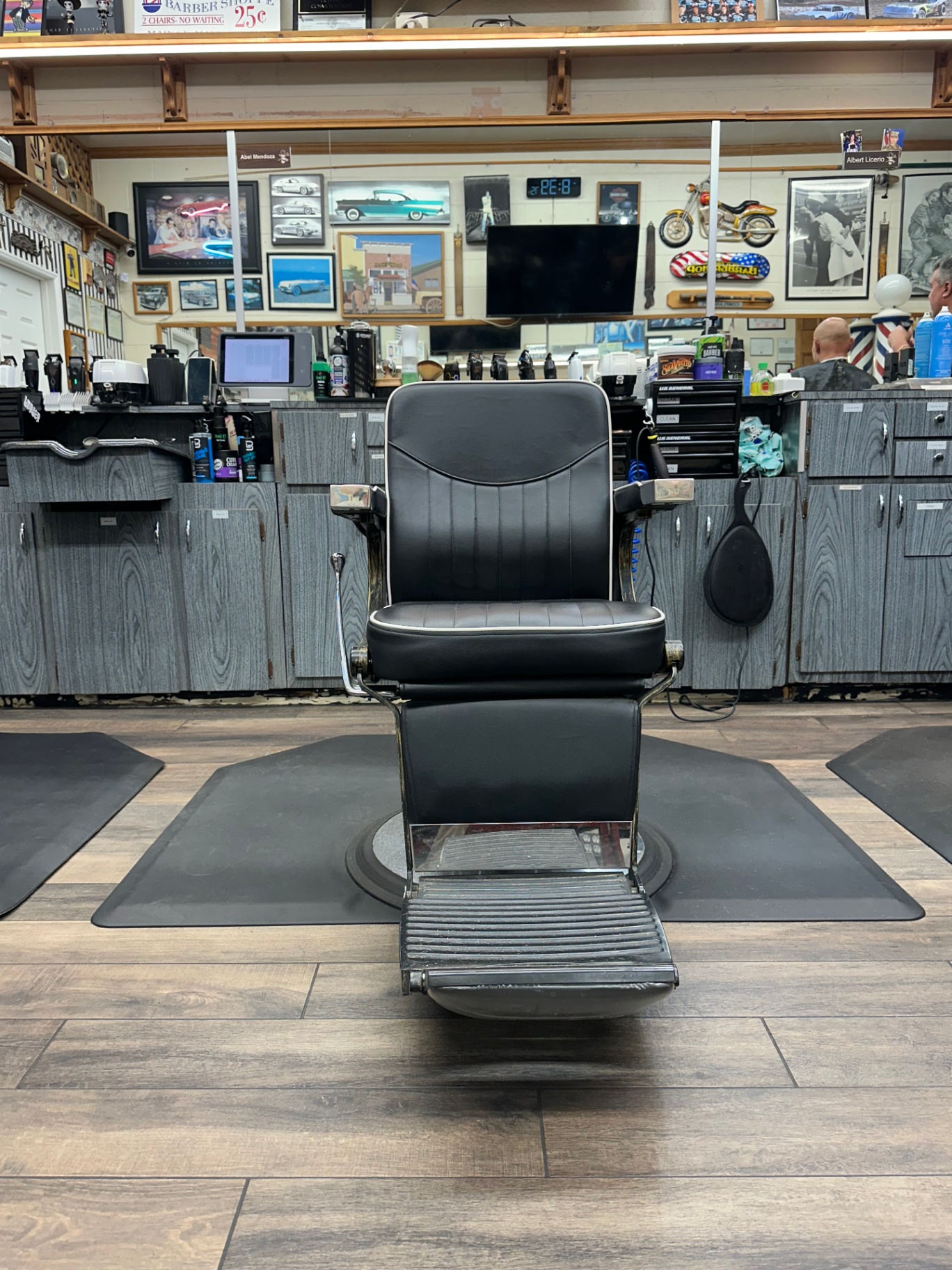 Classic barber chair front view