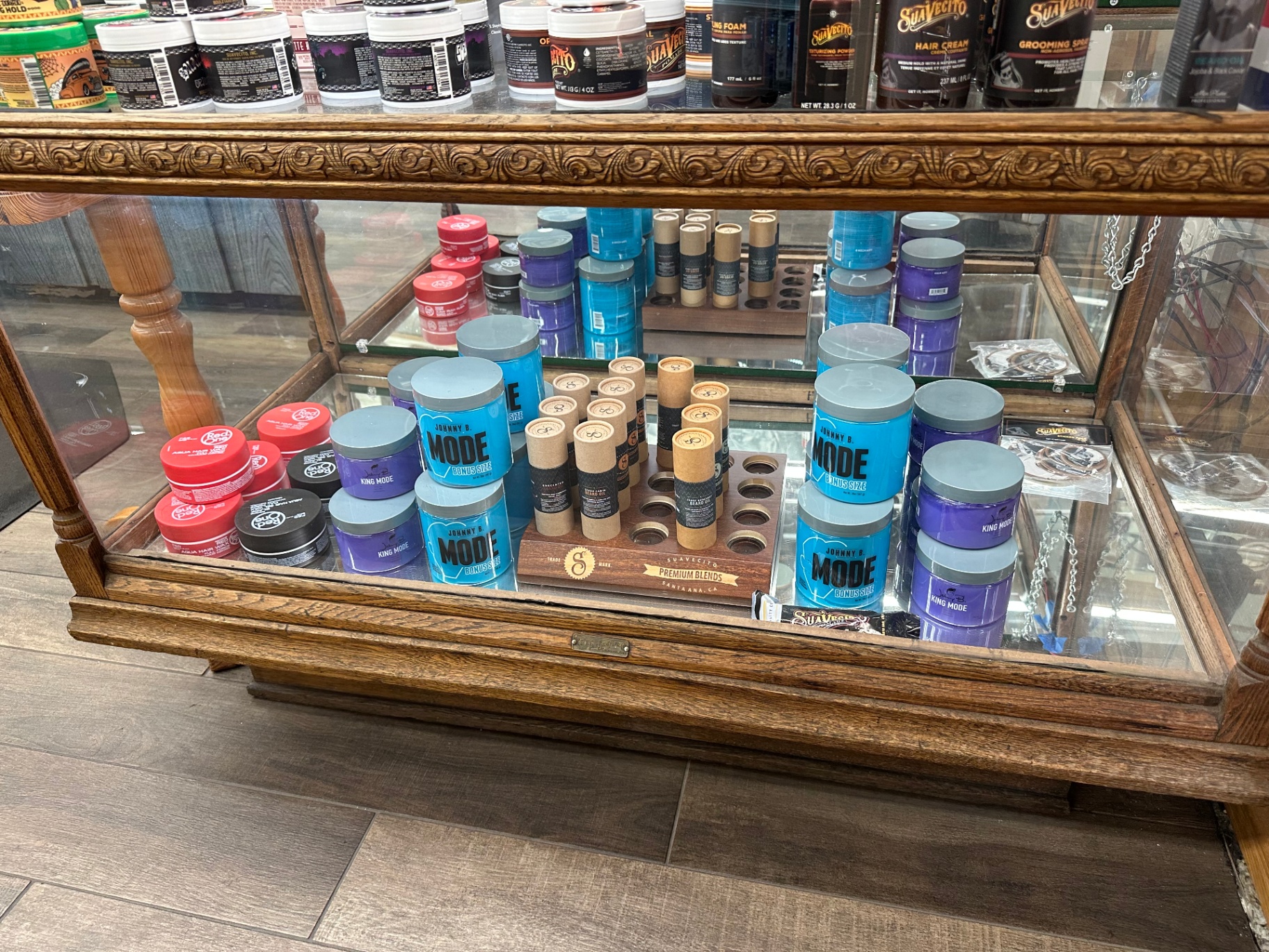 Premium grooming products display case